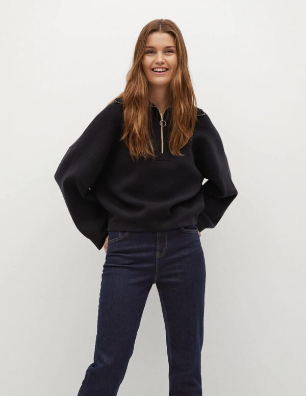 Zipper cotton sweater